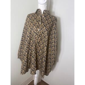 La Vie Style House Brown and Black Floral Trapeze Shirt Sz One Size